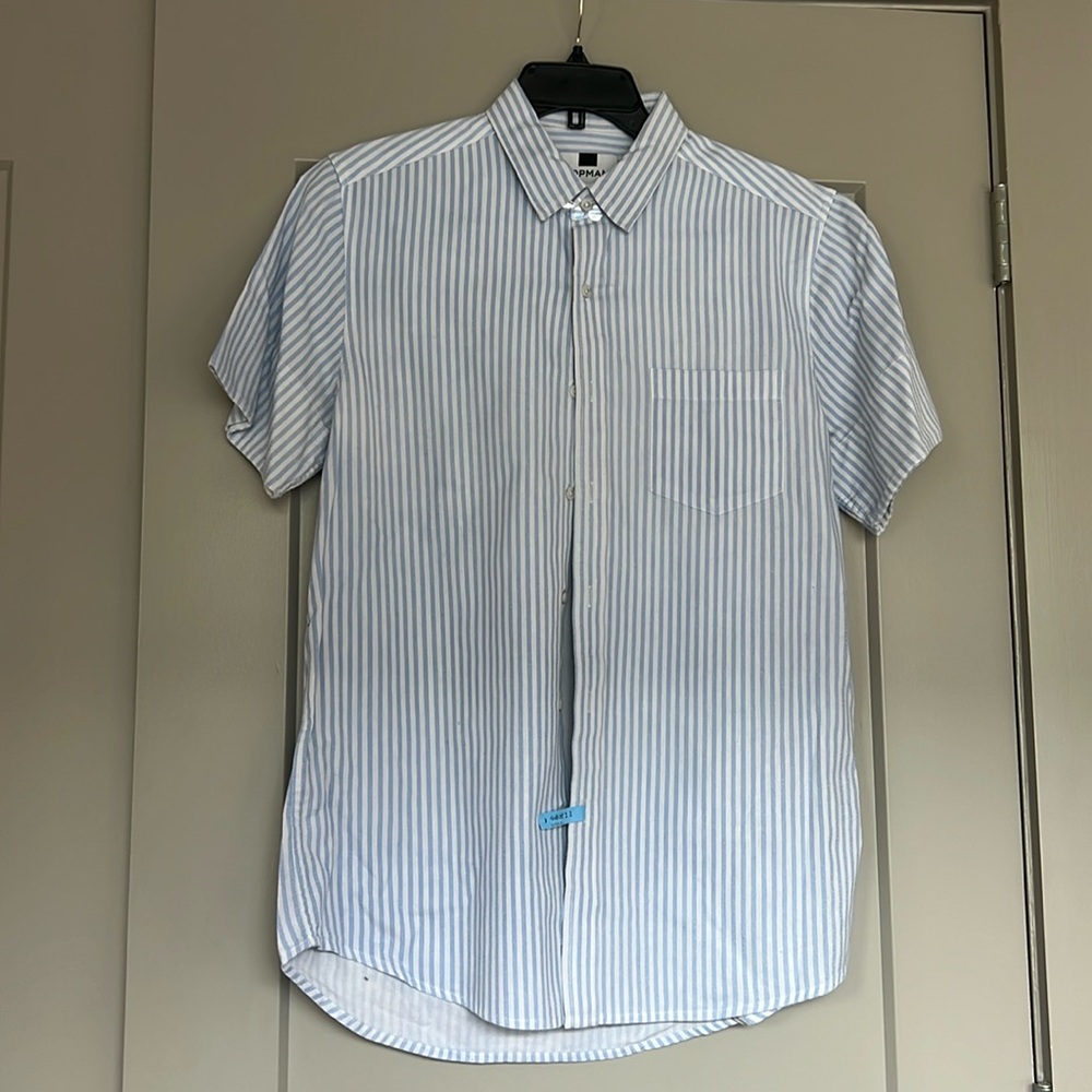 Blue & white striped button down
